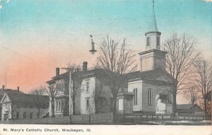 St. Mary's Catholic Church, Waukegan, Illinois 1910 Vintage Postcard