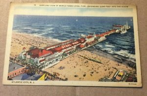 VINTAGE 1937 USED PENNY POSTCARD STEEL PIER ATLANTIC CITY N.J.