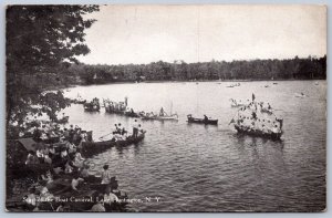 K49/ Lake Huntington New York Postcard c1910 Boat Carnival Crowd 156