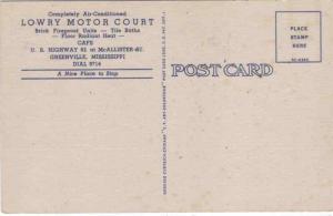 Mississippi - Greenville - Lowry Motor Court - US #82 - 1945