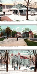 3~Postcards Togus, Maine NATIONAL SOLDIERS HOME Electric Station~Barracks~Opera