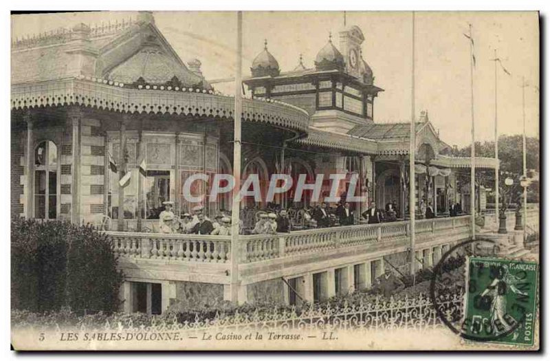 Old Postcard The D & # 39Olonne Sands Casino and the Terrace