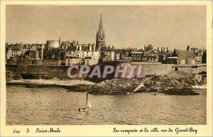 Postcard Old St Malo Ramparts and city seen from Grand Bey