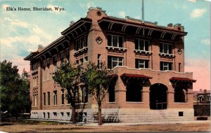 Elk's Home Sheridan Wyoming Postcard Herber Coffeen to Sheridan Montana