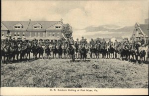 Fort Myer Virginia VA U.S. Soldiers and Horses Drilling Vintage Postcard