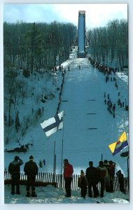 NEGAUNEE, Michigan MI ~ Ski Jump SUICIDE HILL Skiers c1960s-70s  Postcard