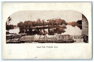 c1920 Island Park Log On River Water Falls Mill Building Fairbank Iowa Postcard