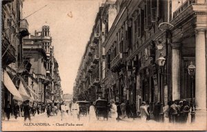 Egypt Alexandria Cherif Pacha Street Vintage Postcard  C011