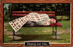 Humour Man Sleeping On Park Bench Sleeping Over Time1910