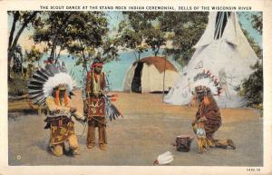 Wisconsin Dells Wisconsin Stand Rock Indian Scout Dance Postcard K102695