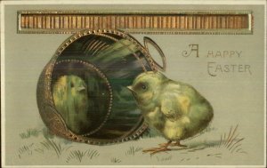 Easter - Chick Sees Reflection in Bottom of Copper Basin c1910 Postcard