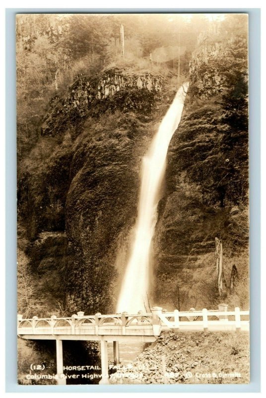 c. 1920 RPPC Horsetail Falls Columbia River Highway Postcard F91