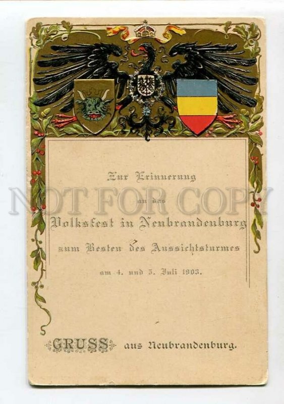 3150584 GRUSS aus Neubrandenburg Vintage EMBOSSED postcard