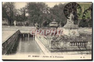 Postcard Old Nimes Fountain Garden