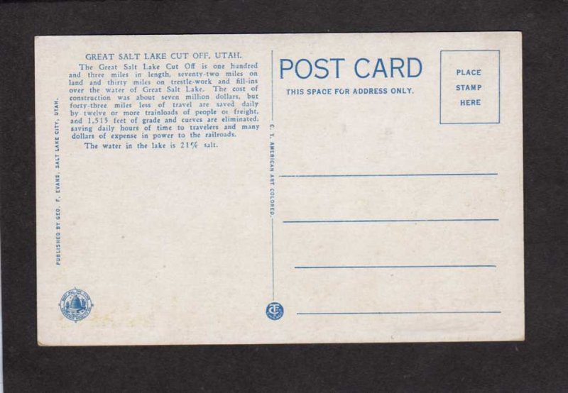 UT Overland Limited Railroad Train Salt Lake Utah Sunset Postcard