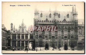 Old Postcard Belgium Bruges City Hall