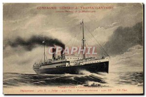 Postcard Old Boat Cie Generale Transatlantique Charles Roux