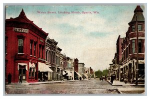 Water Street Looking North Sparta Wis. Wisconsin Vintage Standard View Postcard