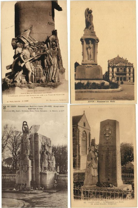 WAR MONUMENTS STATUES MILITARY WWI 250 Vintage Postcards Pre-1940 (L3395)