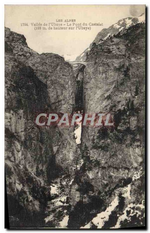 Old Postcard The Valley of The Alps & # 39Ubaye Pont du Castelet