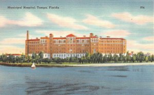 3~Postcards TAMPA Florida FL ~SKYLINE & YACHT CLUB & MUNICIPAL HOSPITAL ca1940's 