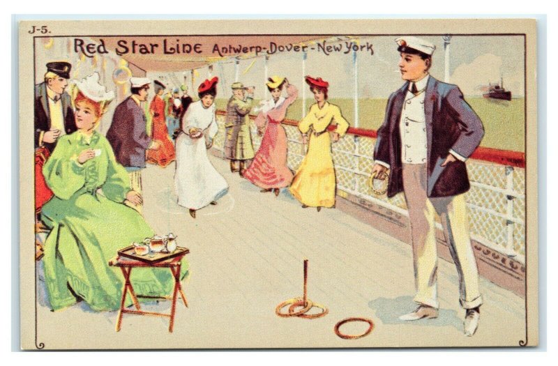 Postcard Red Star Line, Antwerp - Dover - NY Peg Quoits LCC-5 chrome T39