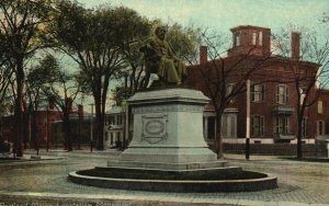 Vintage Postcard 1912 View of Longfellow Monument Portland Maine ME