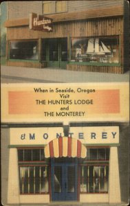 Seaside OR Hunters Lodge & Monterey c1940 Linen Postcard