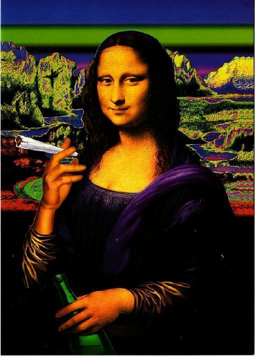 mona lisa smoking a cigarette Mona Lisa Smoking a Cigarette Altered Art Postcard #2 | Topics - Fine Arts