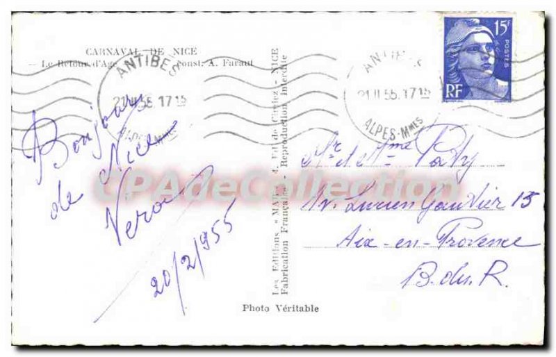 Postcard Old Nice Carnival Return Age
