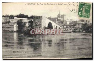 Old Postcard Avignon Pont St Benezet and the Palais des Papes