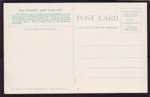 P1471 old unused postcard view traffic trollies etc the bowery new york city