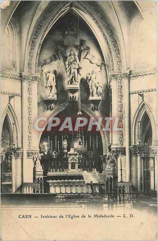 Old Postcard Caen Interior of the Church of Maladrerie
