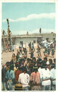 Santo Domingo New Mexico Old Men Singing C-1910 Postcard Harvey 21-11429