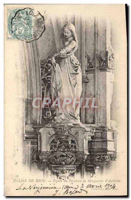 Old Postcard Brou Church Figure tomb Marguerite d & # 39Autriche