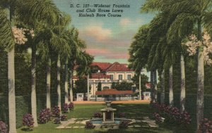 Vintage Postcard 1930s Widener Fountain & Club House Lawn Hialeah Race Course FL