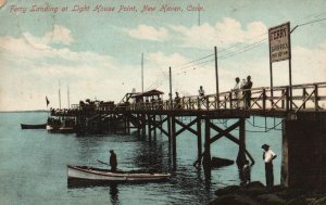 Vintage Postcard Ferry Landing At Light House Point New Haven Connecticut D&B