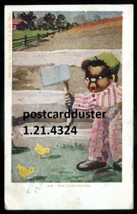 h3720 - HUMOR Postcard 1918 Boy with Chicks Black Americana by Austen