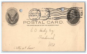 1905 C.O.Keedy Esq Baltimore Maryland MD Frederick MD Antique Postal Card
