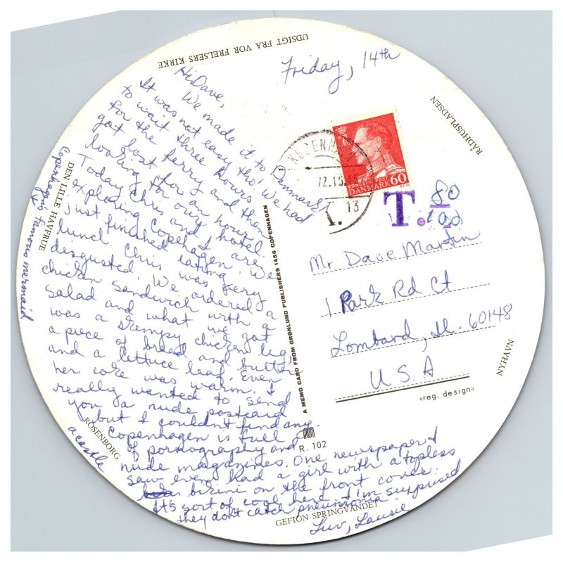 Copenhagen Denmark 6 Diameter Round Multi View Postcard