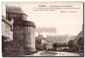 Old Postcard Fougeres Tour Surienne and rue du Chateau Path