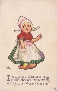 Dutch Girl Wiearing Apron Signed Wall