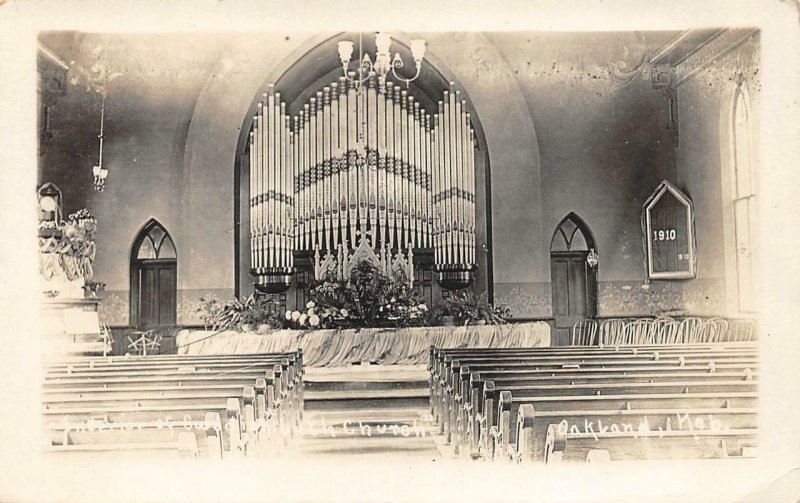RPPC Swedish Lutheran Church Interior, Oakland, Nebraska c1910s Vintage