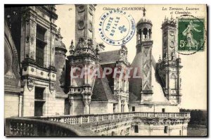 Old Postcard Chambord Le Chateau skylights terraces and fireplaces