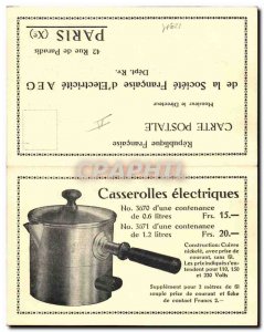 Postcard Old electric pots Advertisement