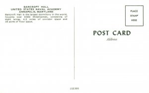 Vintage Postcard Bancroft Hall United States Naval Academy Annapolis Maryland MD