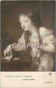 'Old Postcard Louvre Museum Greuze J B L''Oiseau Mort'