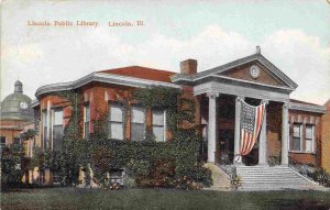 Lincoln Public Library Lincoln Illinois 1910c postcard