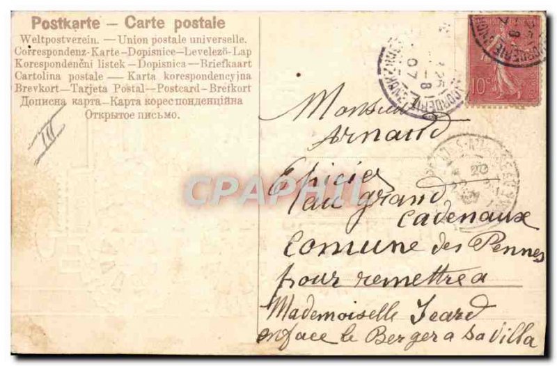 Postcard Old Train Flowers