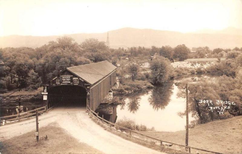 Rutland Vermont Dorr Covered Bridge Real Photo Antique Postcard K87622
